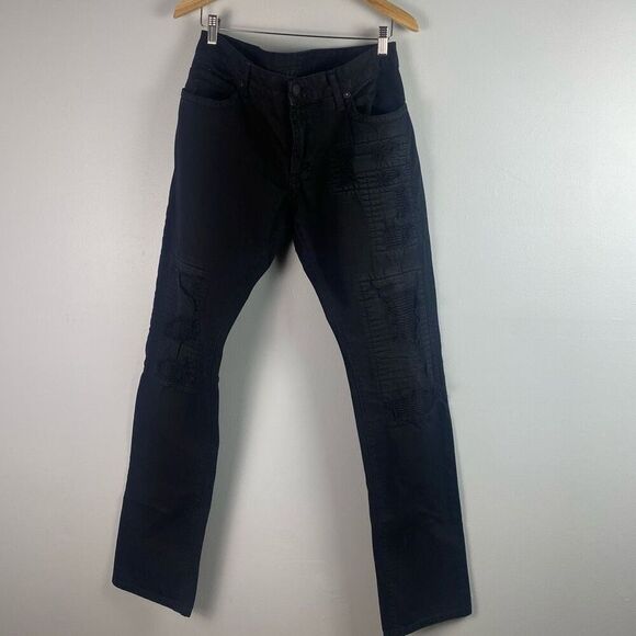 Robin’s Jean Mens Black Distressed Jeans w/ Studded Detail - Picture 1 of 16
